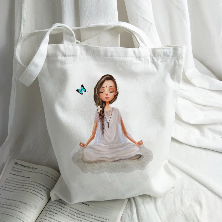 Новая модная женская сумка для покупок, Женская Холщовая Сумка с принтом мультяшной девушки, сумки на плечо, пляжные сумки, школьные сумки для девочек