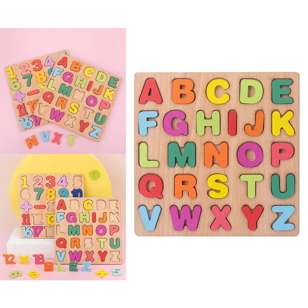 Montessori Wooden Blocks Puzzle Board Set Educational Toys ABC Alphabet Letter Preschool Montessori Wooden Toy Kids Gift 5
