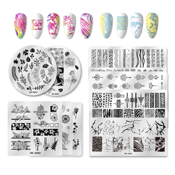 

Nail Stamping Plates Flower Rectangle Square Round Stainless Steel Nail Image Stencils Stamping Template
