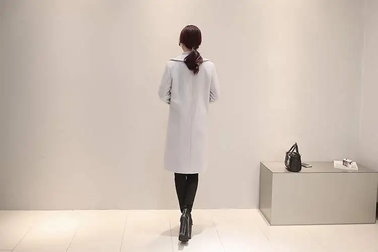 Шерстяное длинное пальто для женщин, однотонное, на одной пуговице, элегантная женская одежда, верхняя одежда, толстая зимняя, подходит ко всему, Повседневная Уличная одежда, шикарный Ulzzang