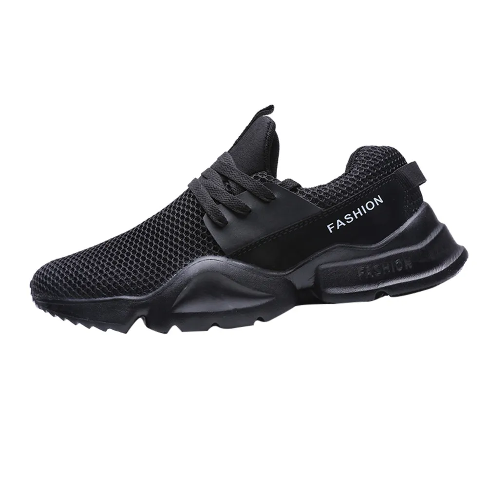 MUQGEW Casual Men‘s Shoes Lace-Up Sport Running Shoe Wear Resistant Light Breathable Sneaker Zapatillas Hombre Casual New - Цвет: Black