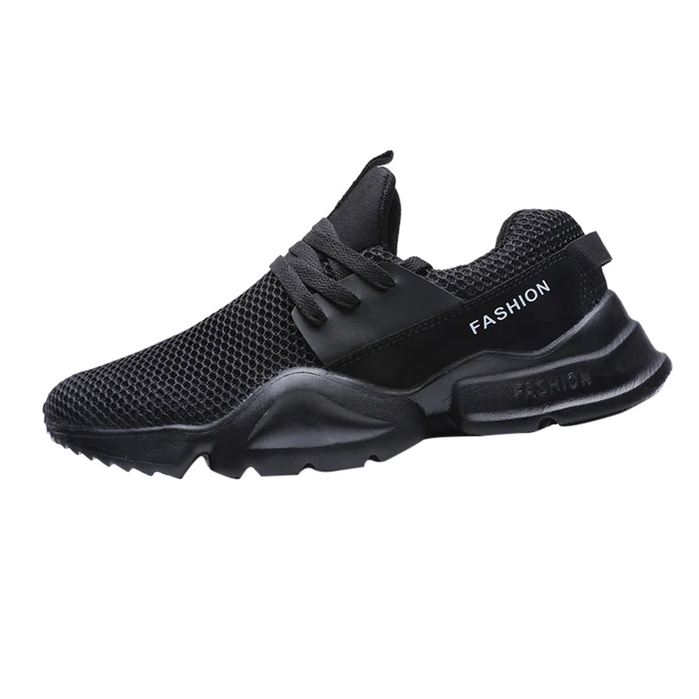 Black MUQGEW Casual Men‘s Shoes Lace-Up Sport Running Shoe Wear Resistant Light Breathable Sneaker Zapatillas Hombre Casual New - Цвет: Black
