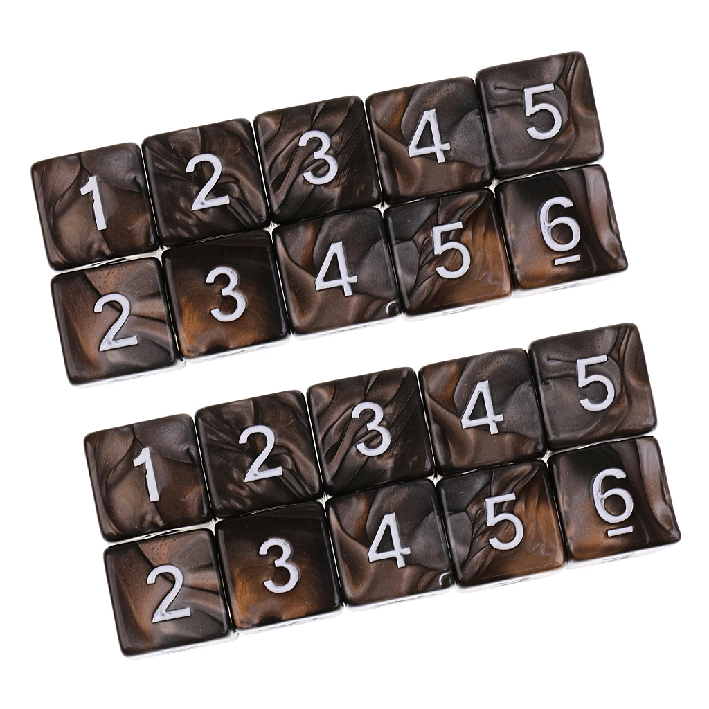 20x кофе цвет шестигранные D6 кости для D&D ролевые игры D(1-6) кости