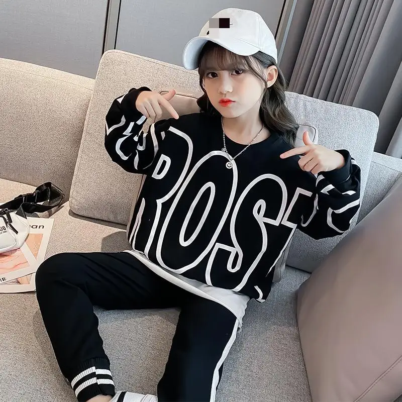 Спортивный костюм для девочек-подростков осенний комплект одежды с толстовкой и