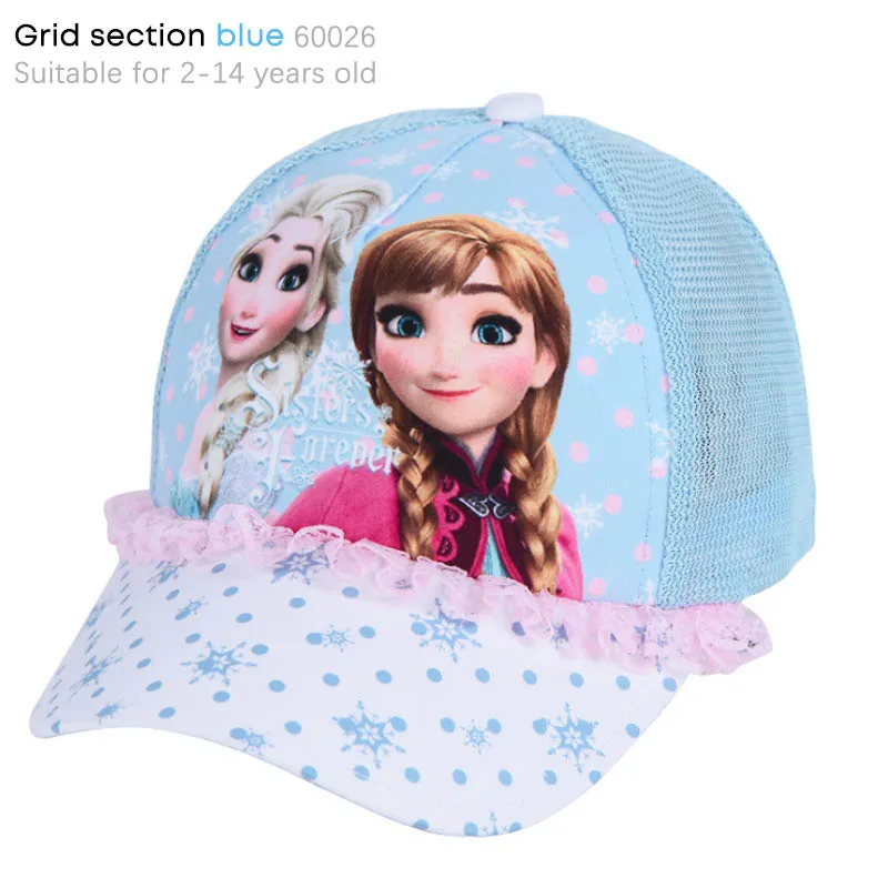 Grid Blue 2 DISNEY замороженная хлопковая детская шапка дышащая детская шляпа Эльза мультфильм шляпа для девочек 8 видов стилей czapka dla dziewczynki - Цвет: Grid Blue 2