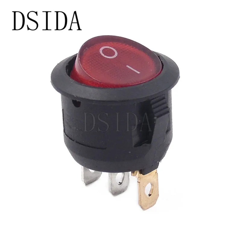 ON-OFF Red Light ON/OFF Round Rocker Switch LED illuminated Car Dashboard Dash Boat Van 12V 24V / 6A 250V / 10A 125V 2/3/4PIN Switch 20MM ON-OFF - Цвет: ON-OFF Red Light