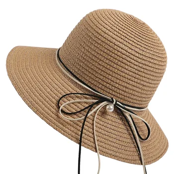 

Wholesale senior Straw hat in summer simple and versatile sunshade and sunscreen female fisherman's hat hand folding beach Cap