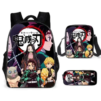 

Kid's School Bag Backpack Anime Demon Slayer Kimetsu no Yaiba Printed School Bag Customized Backpack Student Mochilas 3pcs/set