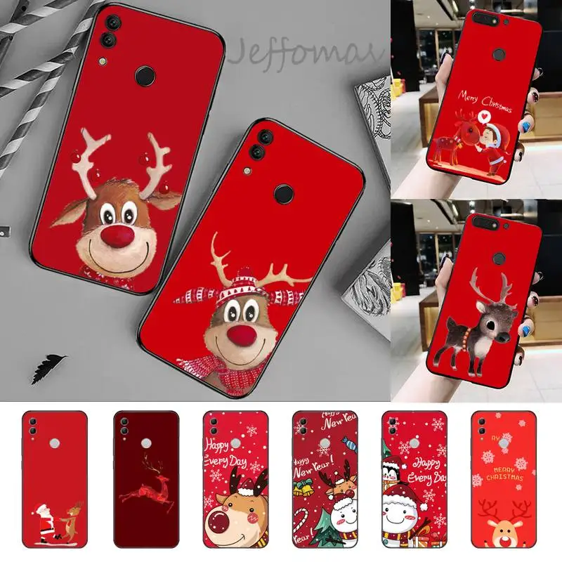 

Cute christmas Deer snowflake Santa Claus Phone Case For Huawei Enjoy 7 7s 8 8e 9 9e 10 plus P8lite 2017 Honor 5a view9 play 3e