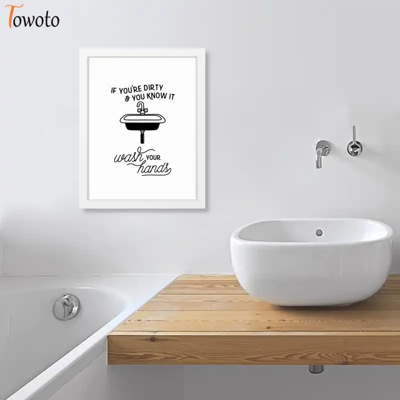 Toilet Sign Rules Print Funny Quote Canvas Painting Bathroom Poster