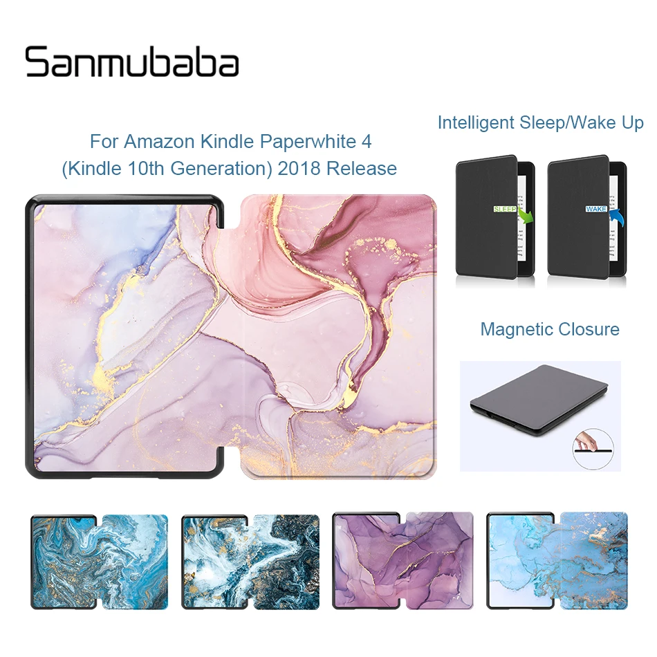 Sanmubaba мраморная текстура из искусственной кожи чехол для Amazon Kindle Paperwhite 4 10th Generation электронная книга Магнитный чехол-книжка Smart Cover