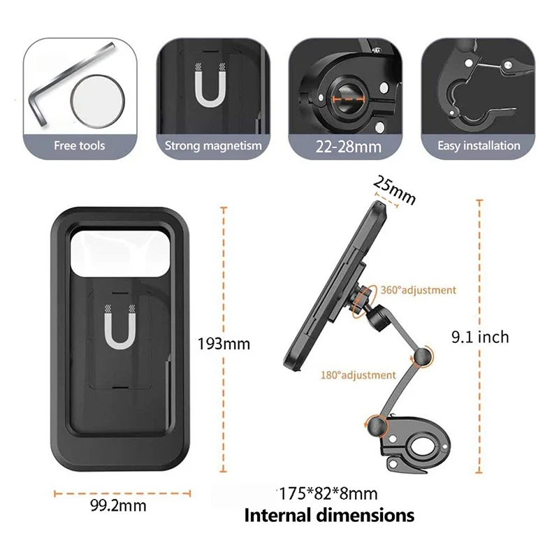 Bicycle Accessories Bike Phone Holder Adjustable Waterproof Navigation Bracket Bike Moto Handle Fixed Holder for Phone XA126TQ