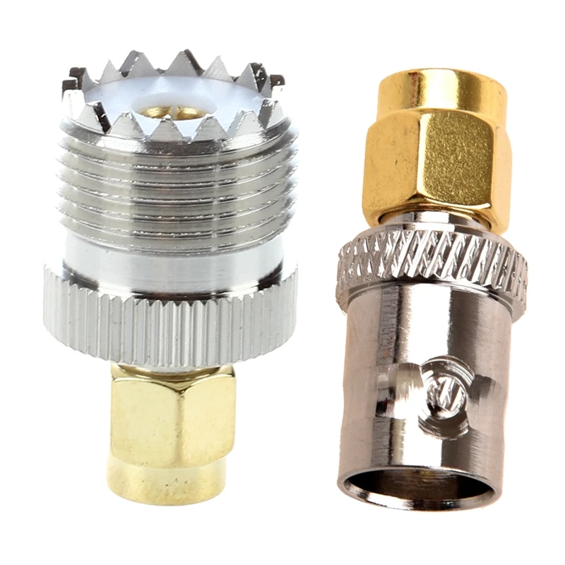 

Gold Tone SMA Male To Silver Tone BNC Female Connector Adapter & UHF SO-239 F To SMA M Female/Male Straight Coaxial Coupling Ada