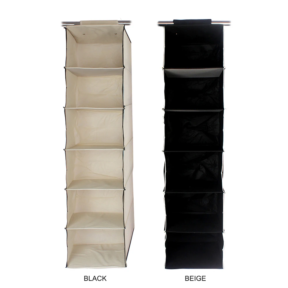 Hanging Closet Organizers 6-Shelf Fabric Hanging Storage Bag Wall Mounted Wardrobe Sundries Hanging Bag Cosmetic Toys Organizer
