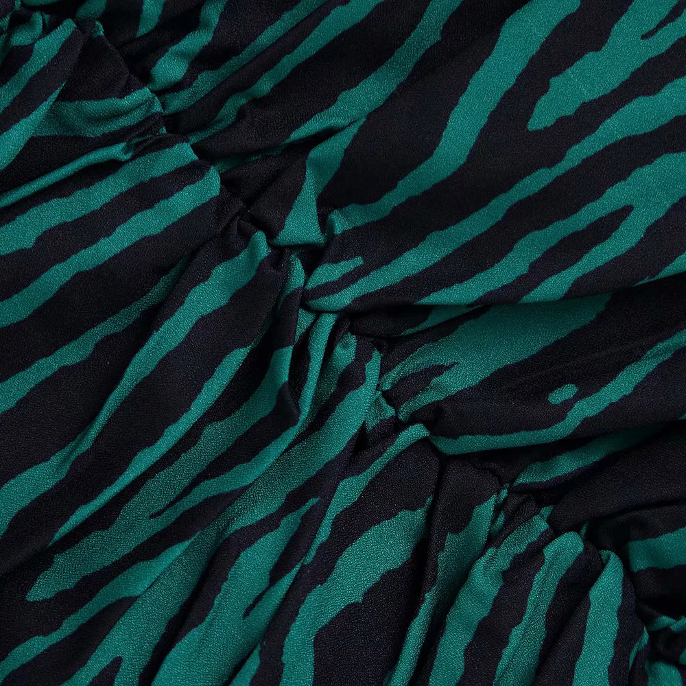 Винтажное женское платье Весна Новая мода Зебра полосатый принт Feminino Vestidos v-образный Вырез Три четверти фонарь рукав женское платье