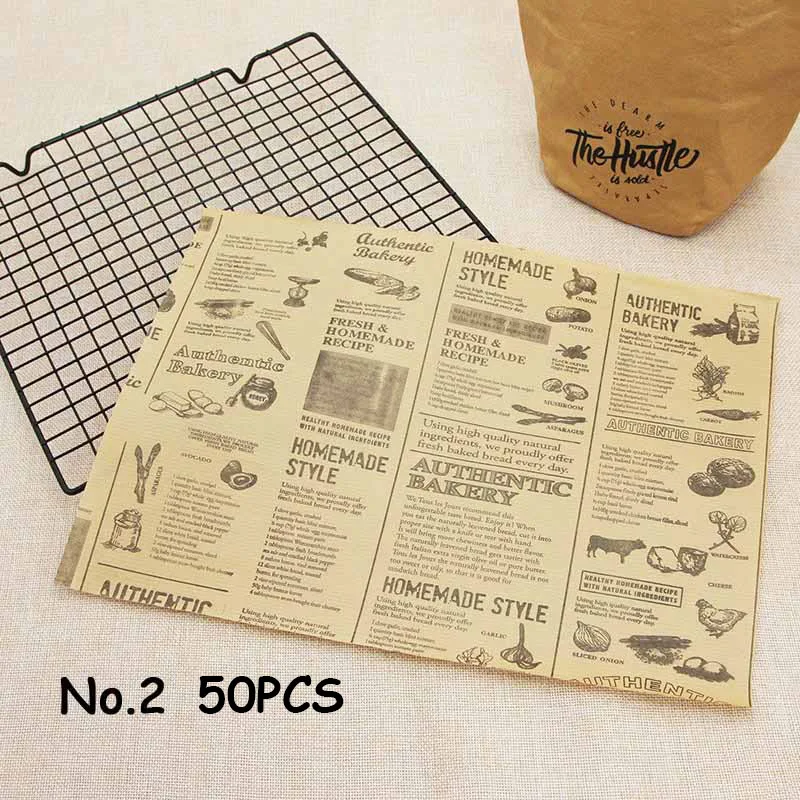 No.2-50pcs Одноразовые анти-масло воском Бумага быстро Еда упаковка инструмент Гамбургер сэндвич стойкость к смазочным веществам Бумага s разовые поставки 50/100 шт./упак - Цвет: No.2-50pcs