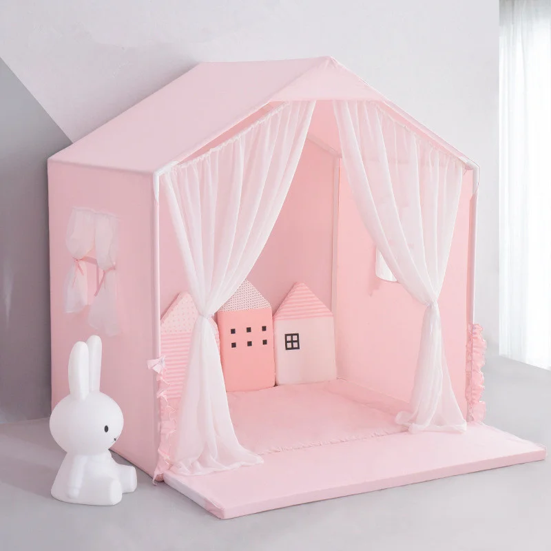 Детская игровая палатка в скандинавском стиле, детская купольная подвесная москитная сетка, украшение детской комнаты, палатка с морским мячом для бассейна - Цвет: Pink cushion