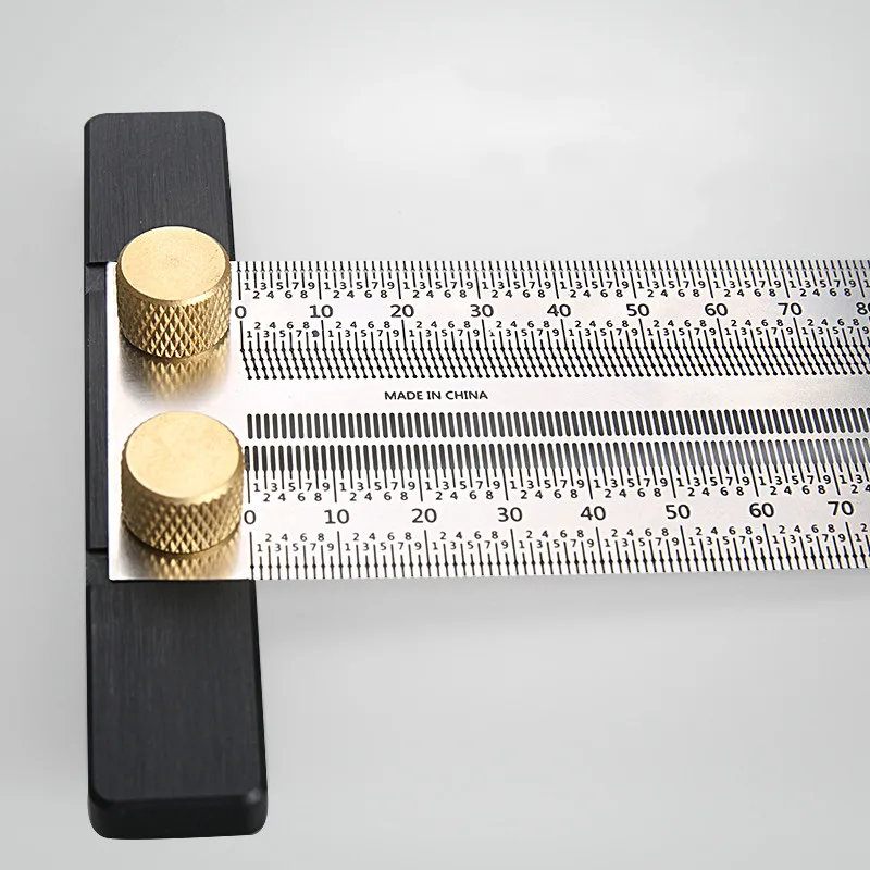 T‑Rule Tool Stainless Steel Hole Ruler Line T Type Scale 300mm Accurate Scribing Ruler for Horizontal Vertical Parallel Right-angle Lines Measuring Industrial Supplies 