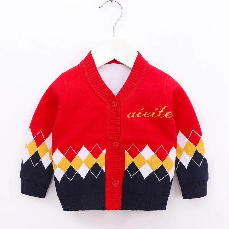 

Autumn Children Boy Sweaters Baby Girls Print Button Boys Striped Sweater Long Sleeves Casual Round Collar Sweet Tops