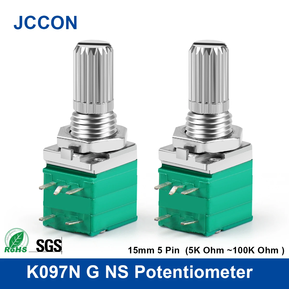 4pcs Rv097ns B5k B10k B50k B100k 15mm Shaft 5pin Audio Amplifier Sealed
