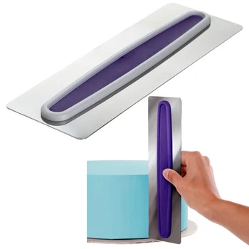 

Stainless Steel Polisher Fondant Smoother Cake Stand Molds Plastic Handle Scraper Edge Side Decoration Accessories Baking Tools