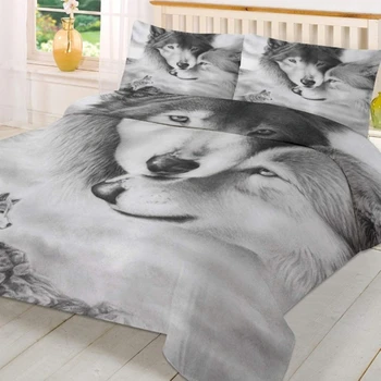 

Fashion White Wolf quilt cover pillowcase duvet cover bedding combo set