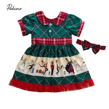 Baby Summer Clothing Christmas Toddler Baby Kids Girls Dress Retro Flared Party Santa Swing Dresses Doll Collar Xmas Gown