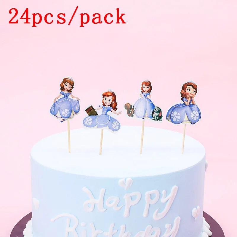 小さな王女 ソフィア テーマ ケーキの装飾用品 漫画 カップケーキのトッピング 子供の誕生日のおもちゃのための24個のかわいいディズニーケーキ Aliexpress ホーム ガーデン