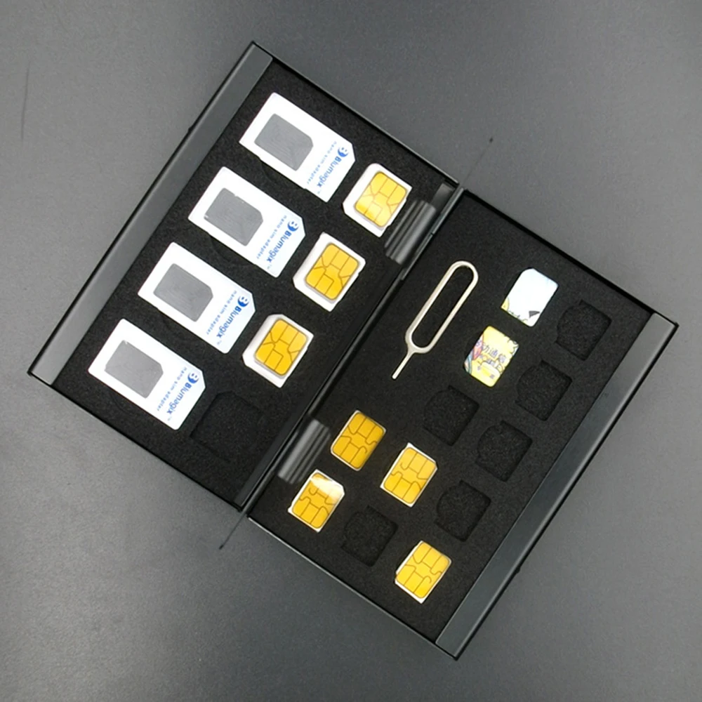 21 в 1 алюминиевая портативная SIM-карта Micro Pin Nano коробка для хранения карт памяти