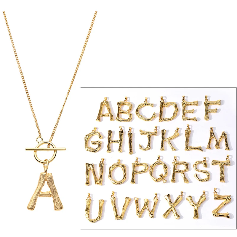Personalized Stainless Steel Initial Large 26 A-Z Letters Pendant Necklace New 