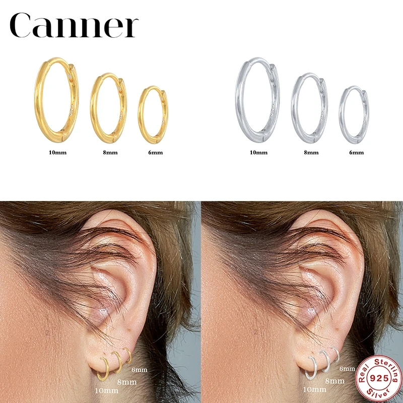 Canner 3pcs/set 925 Sterling Silver Huggie Earrings for Women Gold Color Fashion Hoop Jewelry Pendientes Plata W5 | Украшения и
