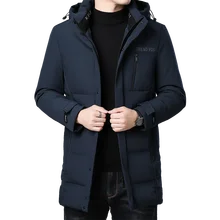 Hollirtiger, Простой ветрозащитный мужской пуховик, белый утиный пух, Мужская Длинная зимняя верхняя одежда, отстегивающаяся шапка с капюшоном, плотное пальто