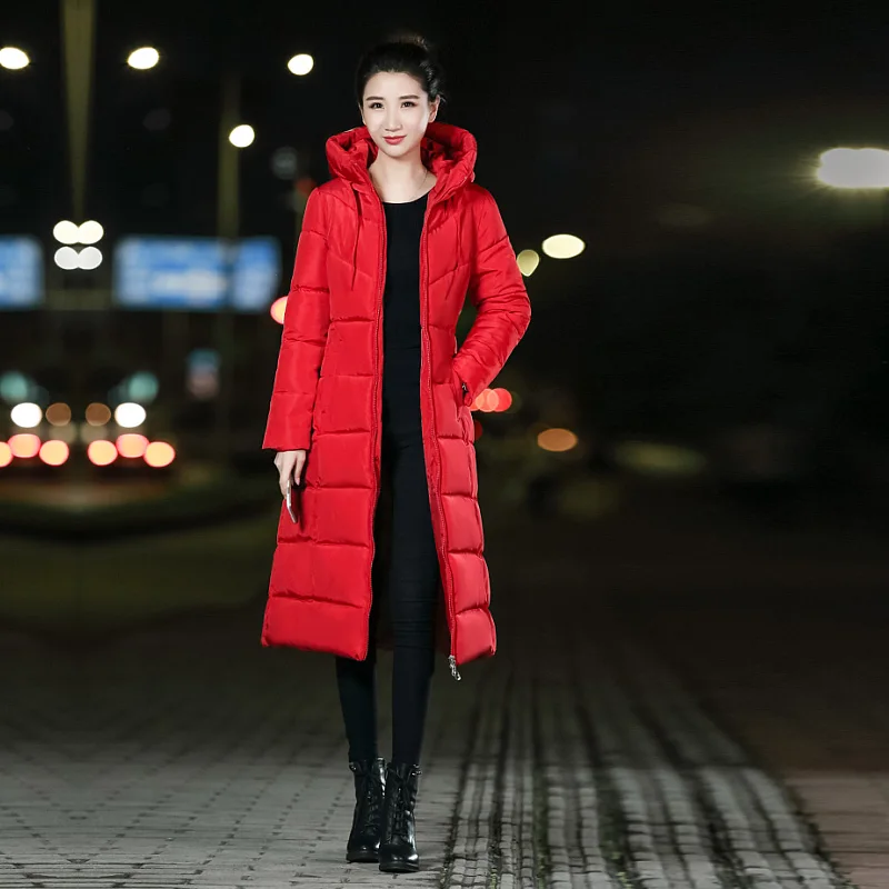 Зимняя куртка Женское пальто Модная хлопковая стеганая куртка X-Long Стиль Тонкий парки с капюшоном размера плюс утолщенная женская верхняя одежда 6XL