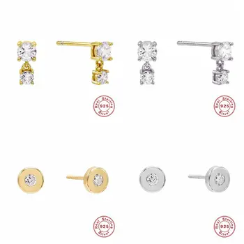 

Christmas Earrings 925 Sterling Silver Round Cut CZ Zircon Screw Back Stud Earrings For Women Wedding Elegant Jewelry A30