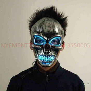 

5pcs EL Wire Glowing Party Mask Flashing Halloween Mask LED Neon Light Skull Mask by DC-3V steady on Driver