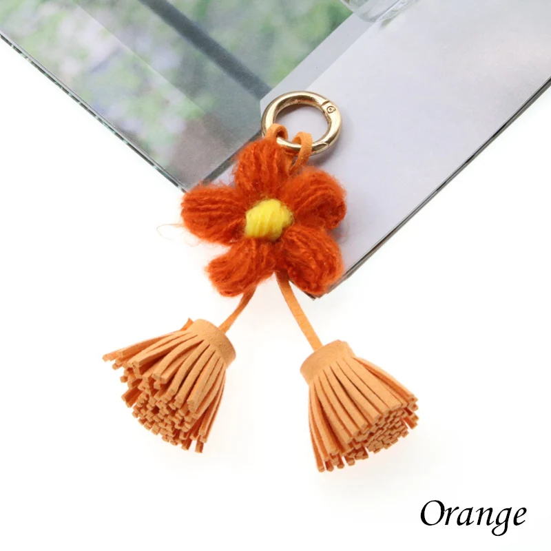Orange 2 шт. цветок двойная веревка Голова Кожа кисточки одежда ювелирные изделия DIY декоративные аксессуары Сумочка с брелоком Подвеска для изготовления кисточкой - Цвет: Orange