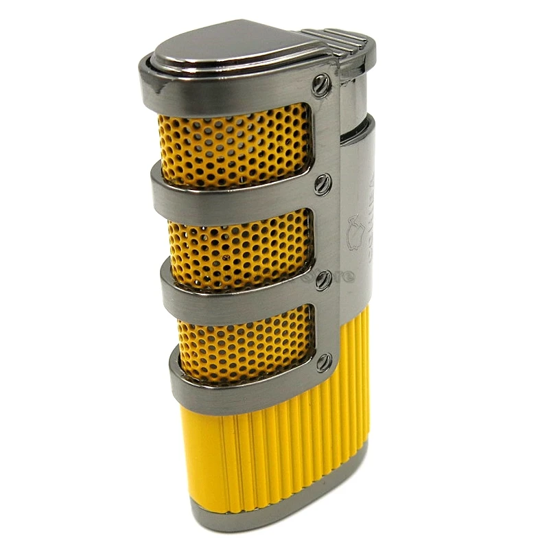 COHIBA металлический тройной Факел Пламени Зажигалка, наполненная Бутаном газ огонь пламя встроенный перфоратор прикуриватель курительный инструмент
