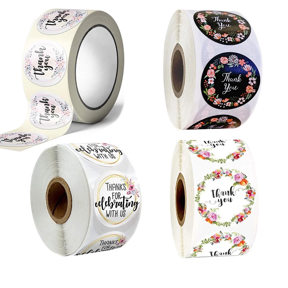 

500Pcs/Roll Thank You Stickers Seal Labels Flower DIY Baking Packaging Sealing Stickers Wedding Envelopes Decoration