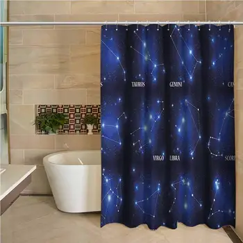 

Constellation Waterproof and colorful shower curtain Zodiac Sign Set Symbols and Names Group of Stars Cluster Esoteric Polyester
