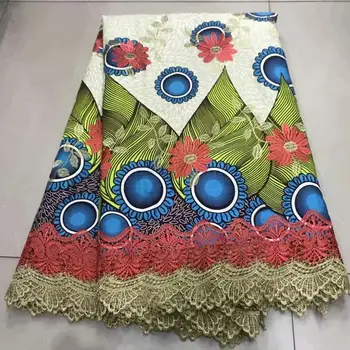 

New style 100% cotton dress material Nigeria lace wax mixed lace fabrics for african embroidery Lace wax fabric clothing!AE-6