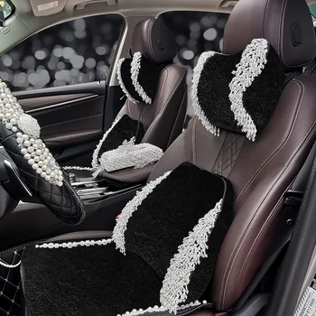 

1pc NEW Car Neck Headrest Short Plush Unique Memory Foam Waist Lumbar Support Pillow Interior Accessories Auto Pearl Design