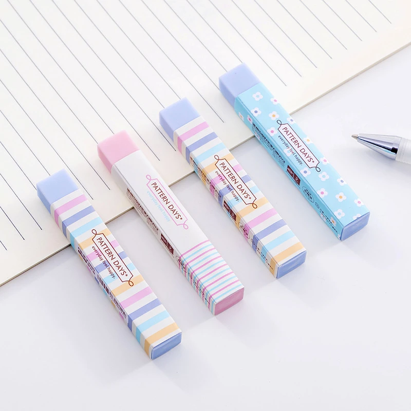 Pencil Erasers 4 Pieces For Kids Soft Striped Rubber Toy Stationery School Office Supply Creative pencil eraser