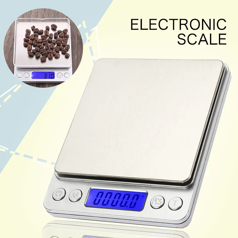

Stainless Steel 3kg 0.1g I2000 Mini Scale Digital Scale Portable with Tray Jewelry Kitchen Scale Weighing Tool Platform