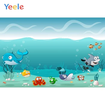 

Yeele Birthday Party Cartoon Sea Shark Photography Backgrounds Customized Vinyl Portrait Photographic Backdrops For Photo Studio