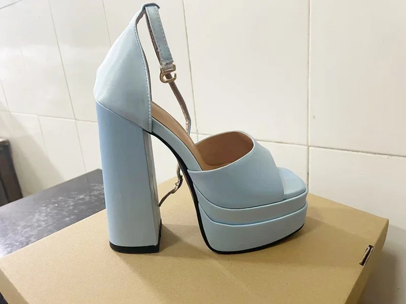 2021 New Ladies Sandals Summer Shoes Sexy Thick High Heels Thick Platform Buckle Crystal Dress Party Wedding Shoes Woman Pumps 