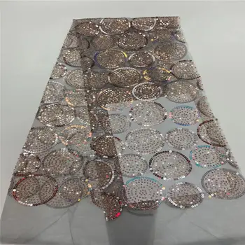 

African sequence Lace Fabric Latest 2020 High Quality french sequins Lace Material Nigerian Tulle Lace Fabrics For Dress