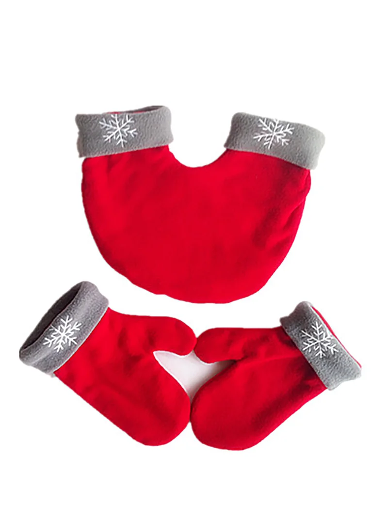 Комплект из 3 предметов, рождественские перчатки дл пар, Утепленные зимние теплые двойные варежки для влюбленных