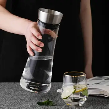 

950ML Transparent Glass Cold Water Jug Kettle Juice Container Bottle Heat Resistant Large Glass Teapot Water Pitcher