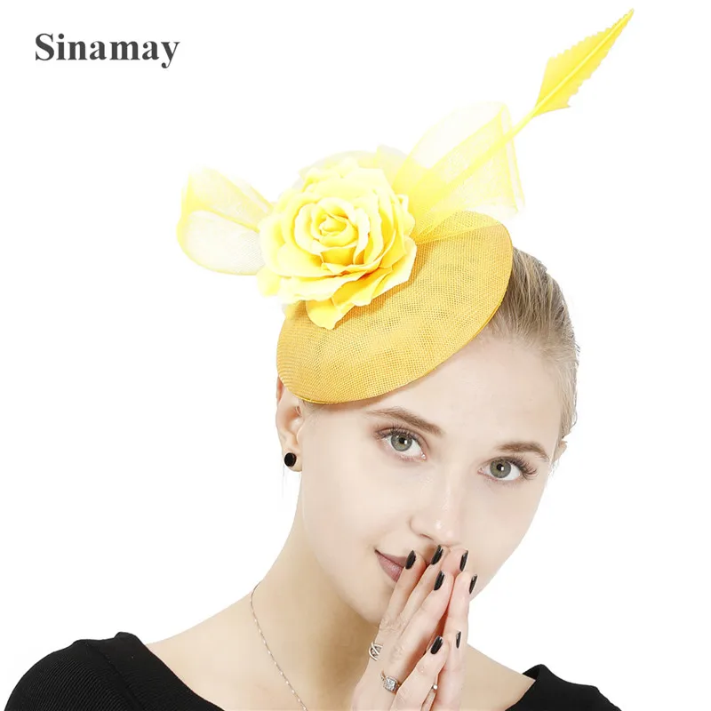 

Elegant Women Chic Cocktail Fascinator Hat Headbands Wedding Party Church Headpiece Fashion Headwear Feather Hair Accessories