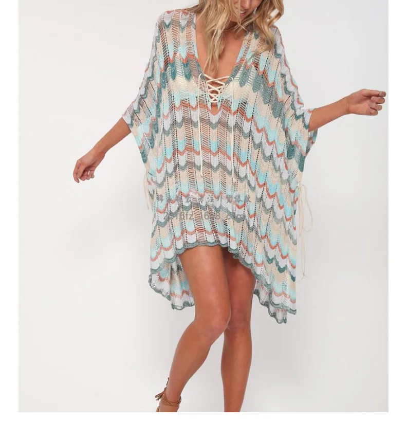 Женская Одежда для пляжа, купальный костюм, одноцветные платья, накидки на накидку, летняя Новинка, уличная Европейская Женская одежда, блузки из ацетата с вырезом